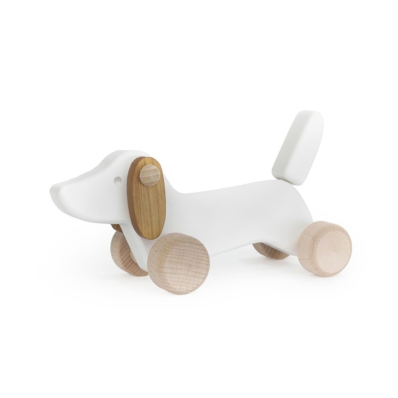BAJO Dachschund Puppy Pull Toy – White by Little Poland Gallery