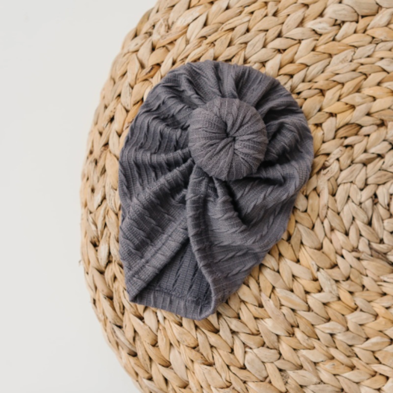 Cable Knit Bun Baby Turban – Grey by Golden Dot Lane