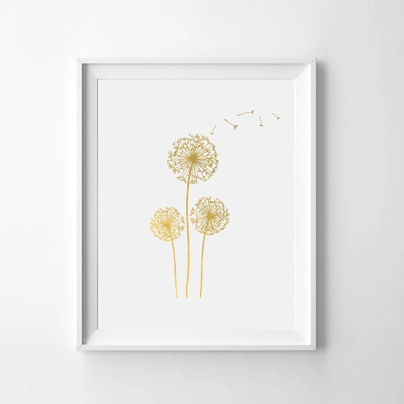 Dandelion – Gold Foil Art Print by Uyeno Miyoshi