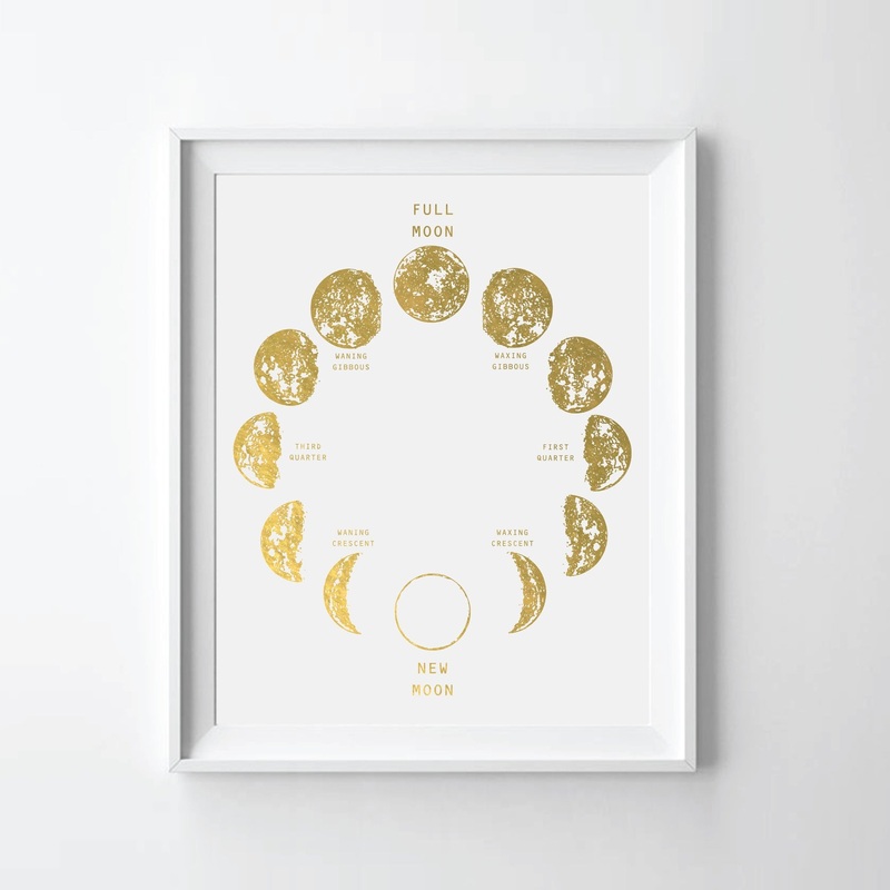 Moon Phase II – Gold Foil Art Print by Uyeno Miyoshi