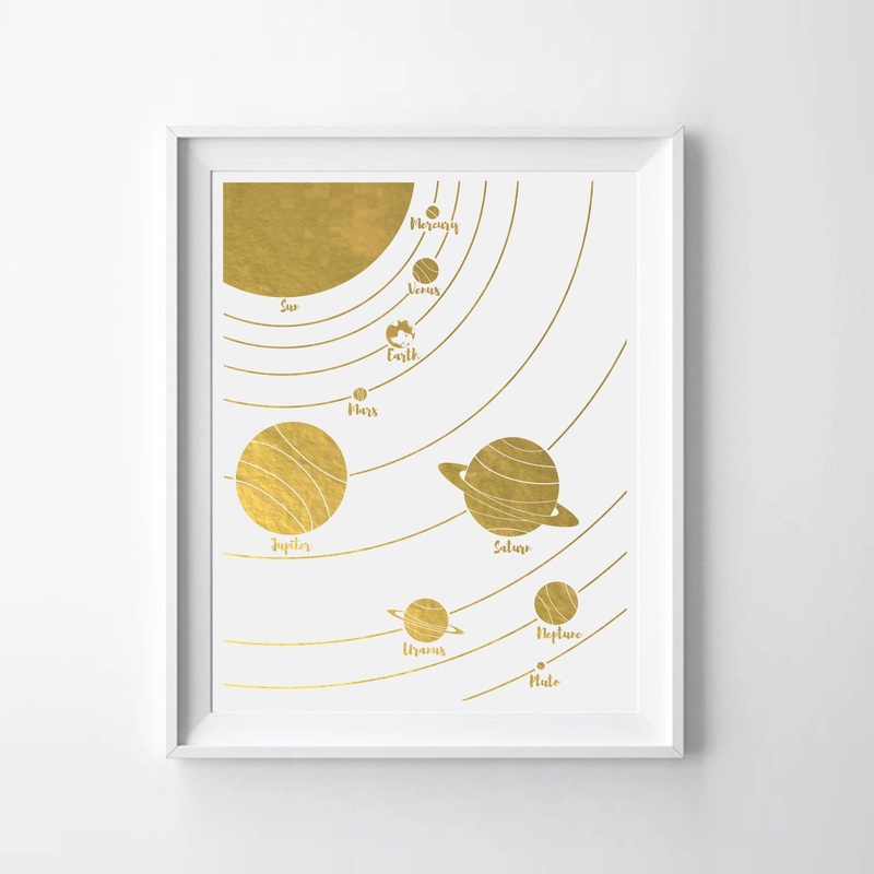 Solar System II – Gold Foil Art Print by Uyeno Miyoshi
