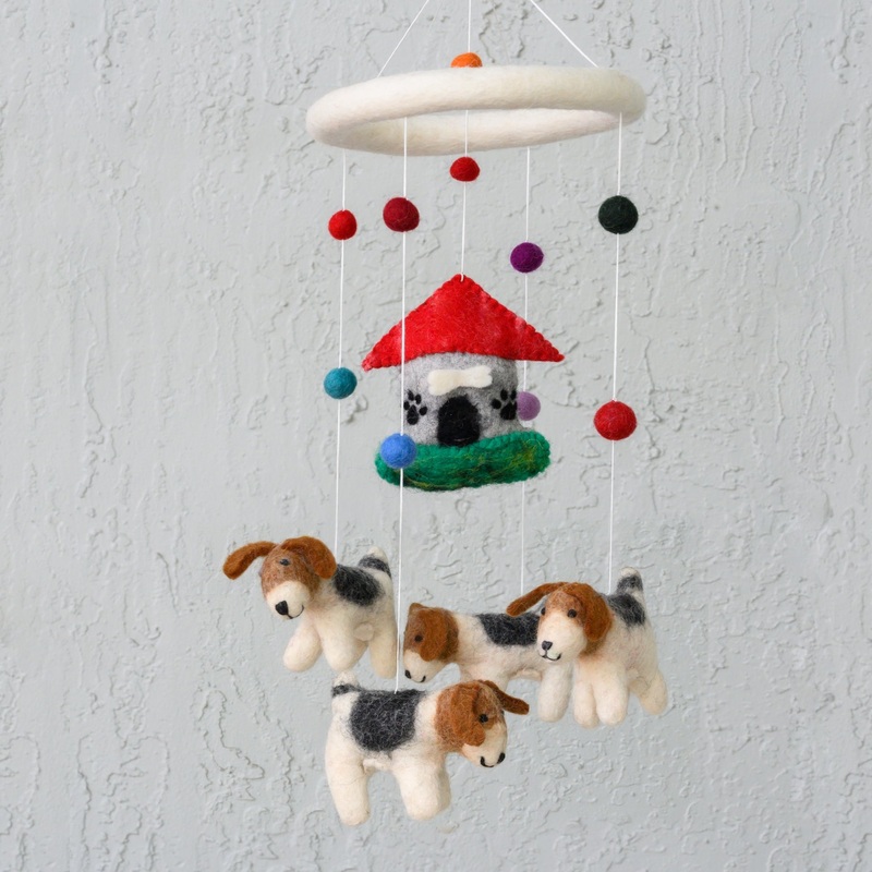 Wool Mobile – Dogs and Dog House by The Winding Road
