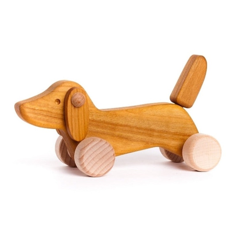 BAJO Dachschund Puppy Pull Toy – Natural by Little Poland Gallery