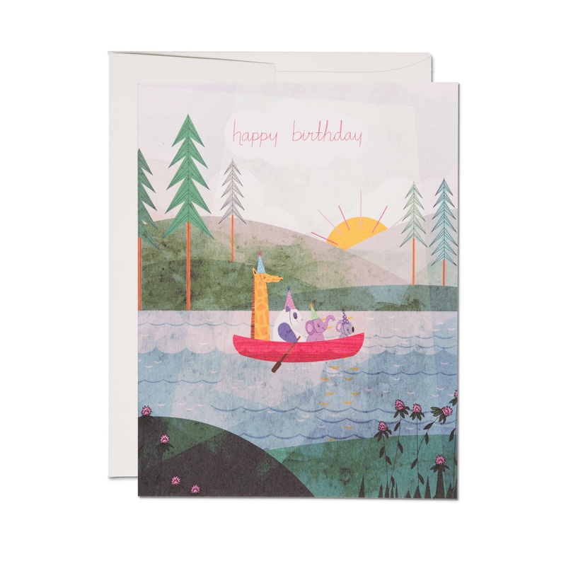 Four Canoe Birthday Card by Red Cap Cards