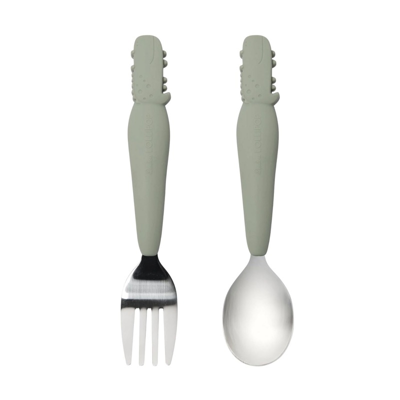 Kids’ Spoon & Fork Set – Alligator by Loulou Lollipop