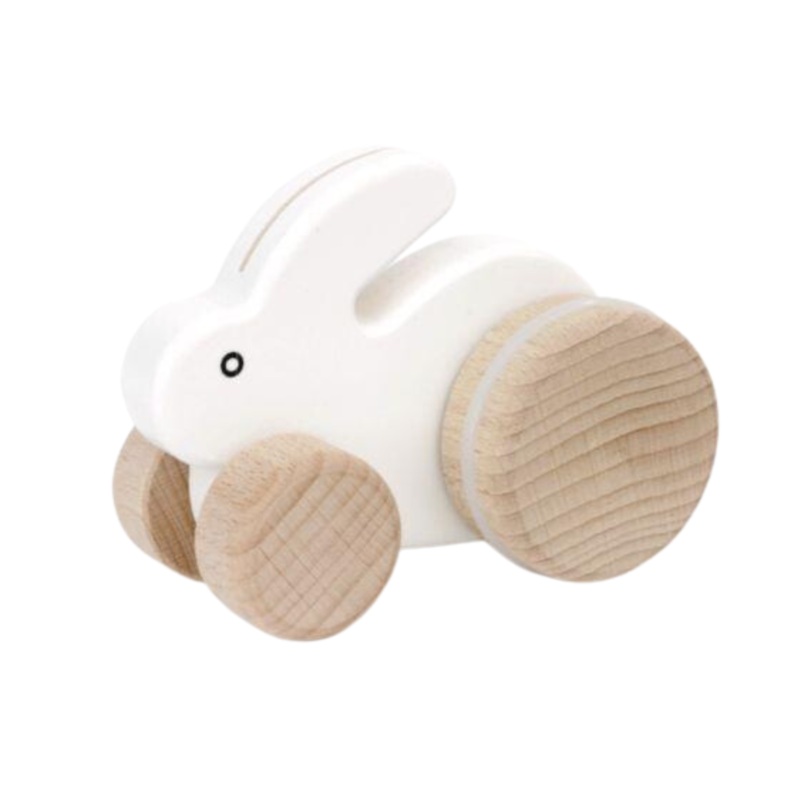Small Hopping Rabbit Wooden Toy – White by Little Poland Gallery