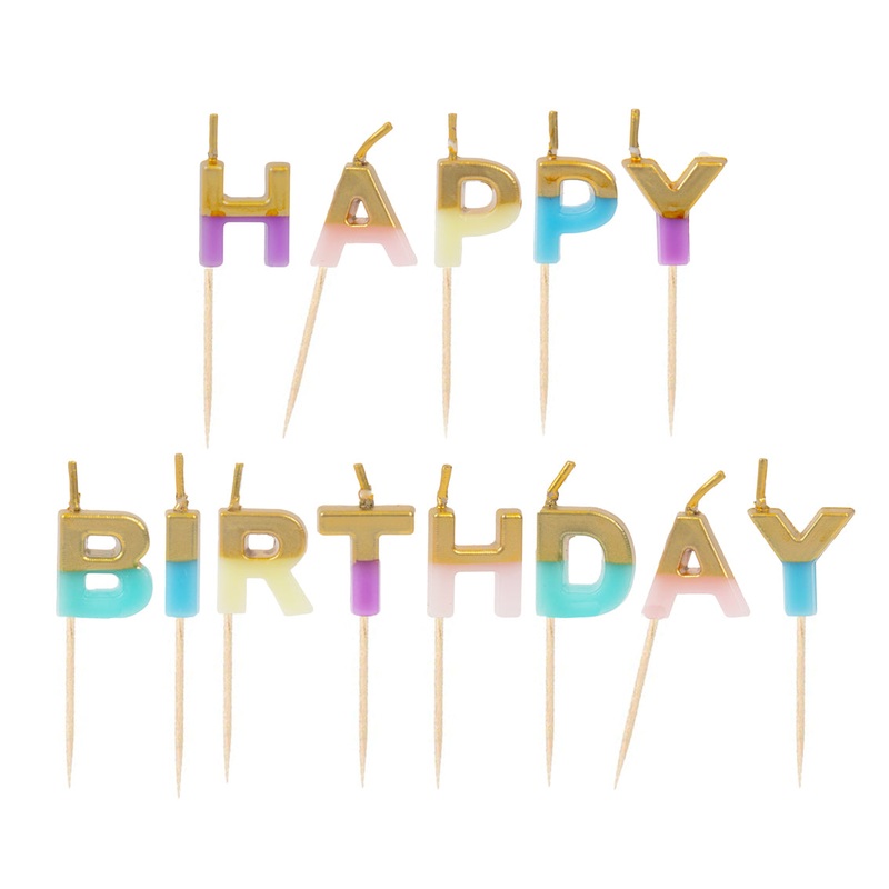 Pastel Color Happy Birthday Candles by Talking Tables