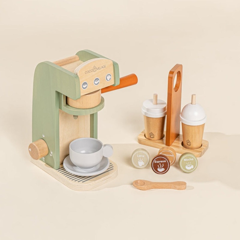 Wooden Coffee Maker Set – Seafoam & Tera by Coco Village