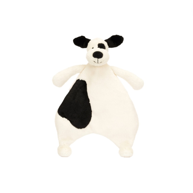 Bashful Black & Cream Puppy Comforter – 11×7 Inch by Jellycat