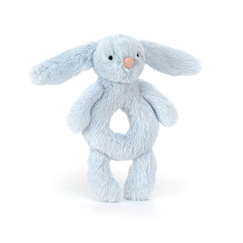 Bashful Blue Bunny Ring Rattle by Jellycat
