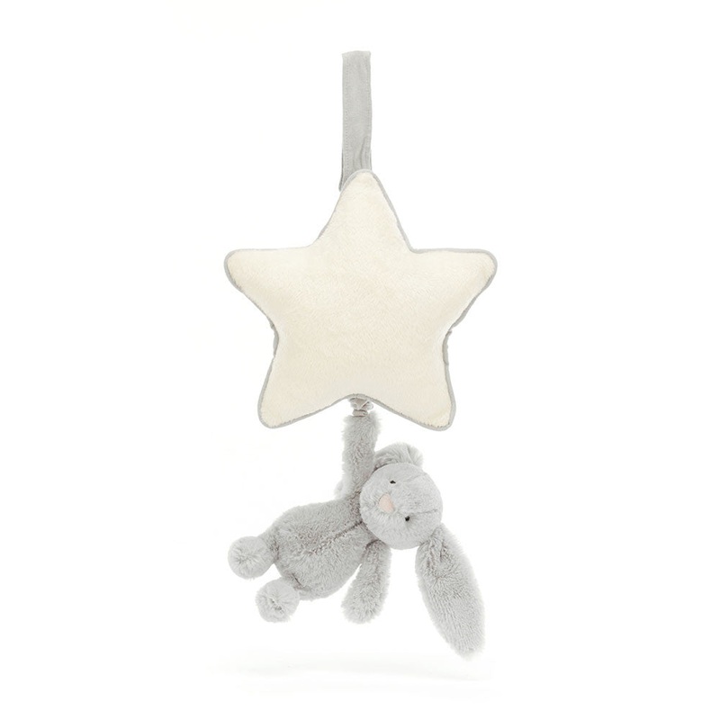 Bashful Grey Bunny Musical Pull by Jellycat