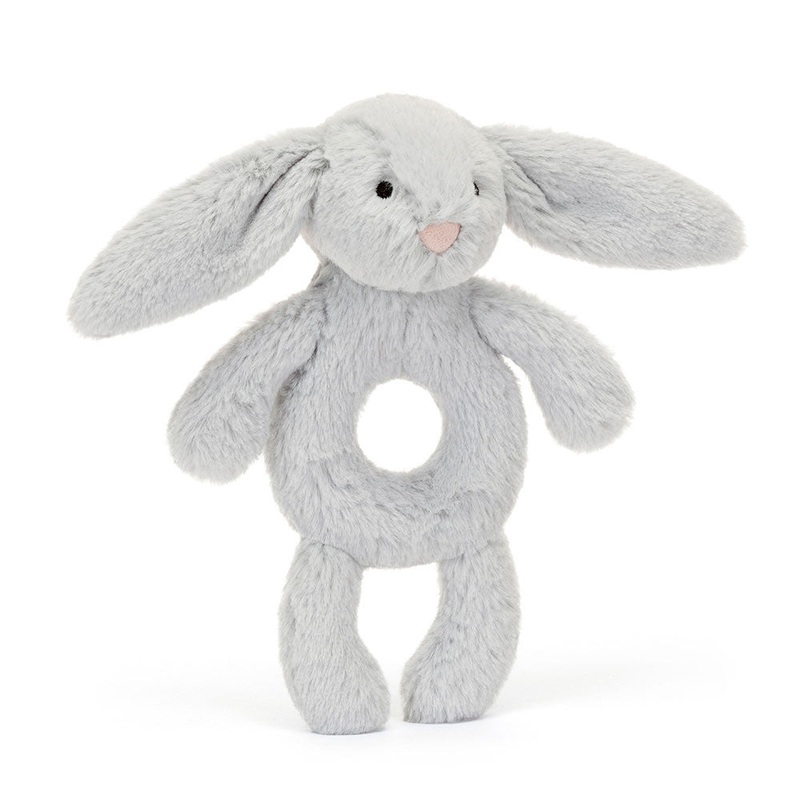 Bashful Grey Bunny Ring Rattle – 8 Inch by Jellycat