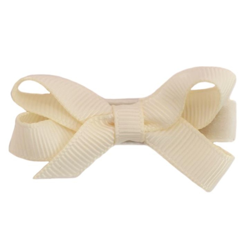 Bridget Classic Grosgrain Baby Hair Bow – Cream by No Slippy Hair Clippy