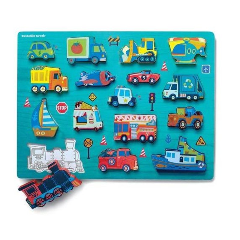 Let’s Play 16 Piece Wood Puzzle – Things That Go by Crocodile Creek