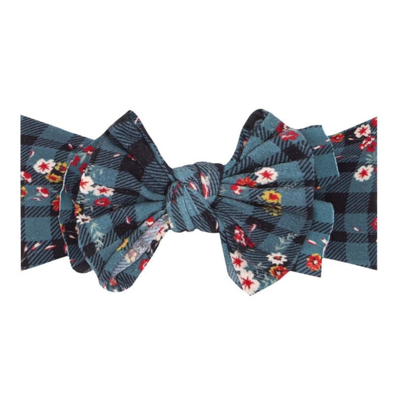 Printed Fab Headband Bow – Floral Plaid by Baby Bling