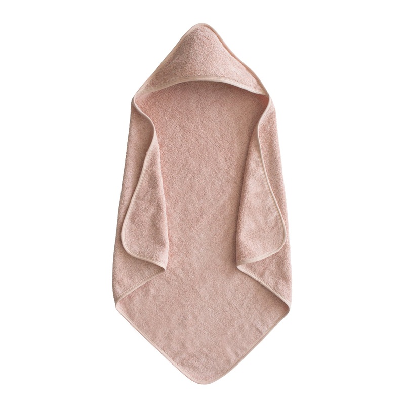 Organic Cotton Baby Hooded Towel – Blush by Mushie & Co