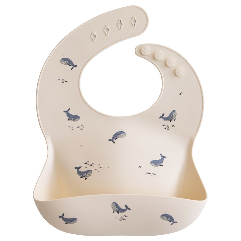 Silicone Baby Bib – Whales by Mushie & Co