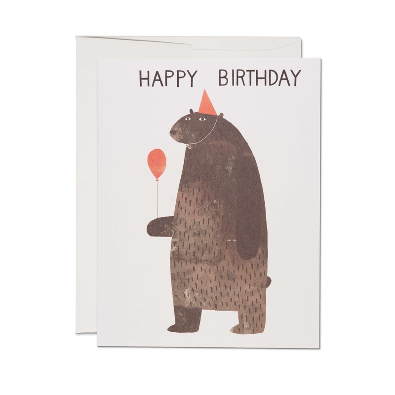 Party Bear Birthday Card by Red Cap Cards