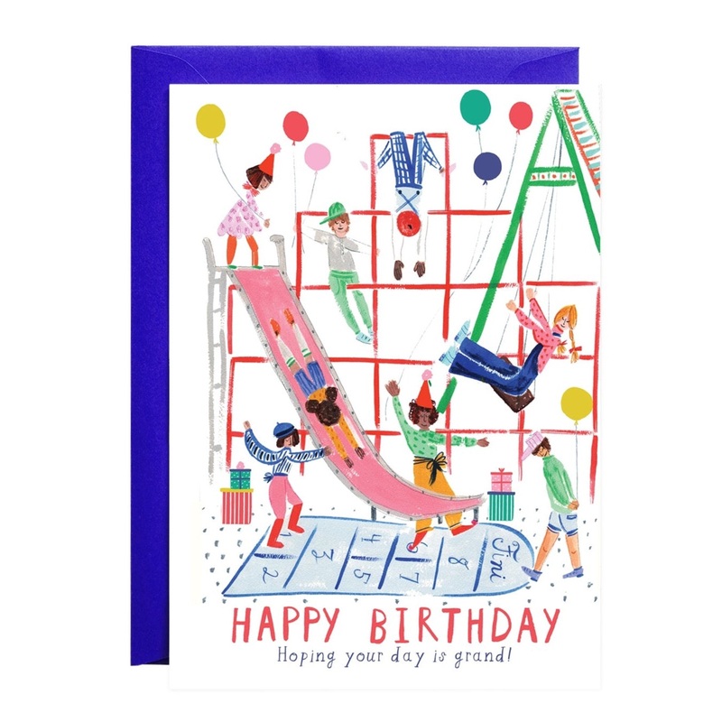 Down the Slide With Balloons Card by Mr. Boddington’s Studio
