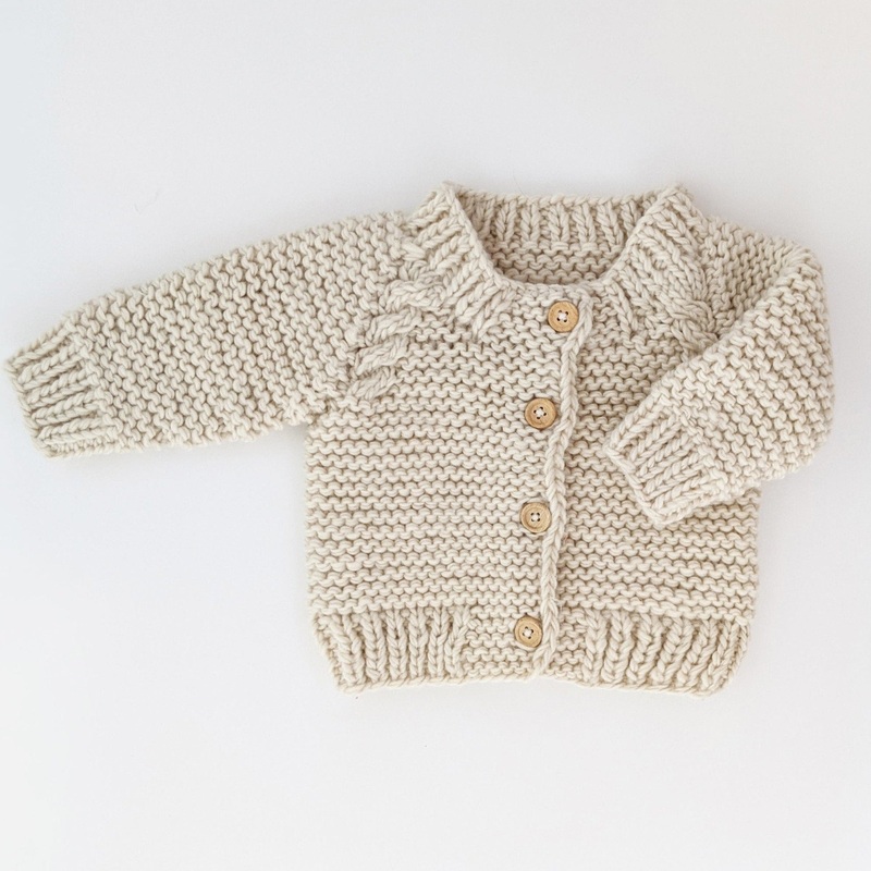 Garter Stitch Cardigan – Natural by Huggalugs