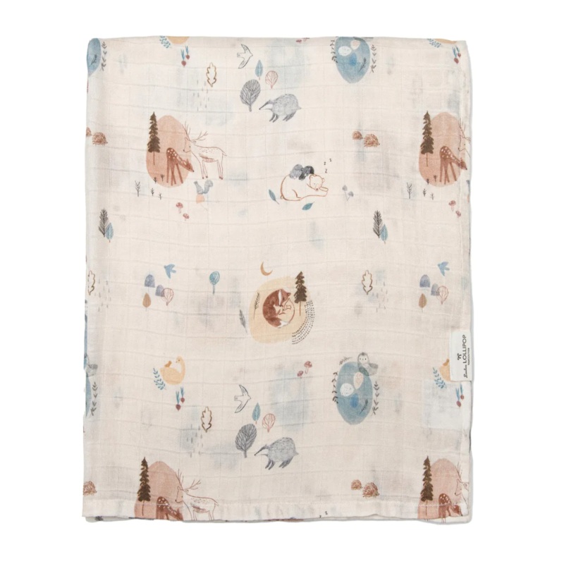Luxe Muslin Swaddle – Cozy Forest by Loulou Lollipop