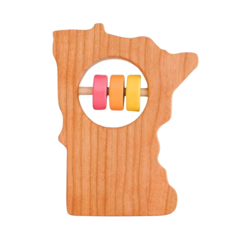 Minnesota Wooden Baby Rattle – Rainbow