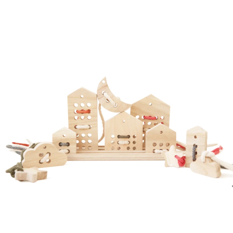 Wooden Lacing Toy Set – Natural Colors by Babai