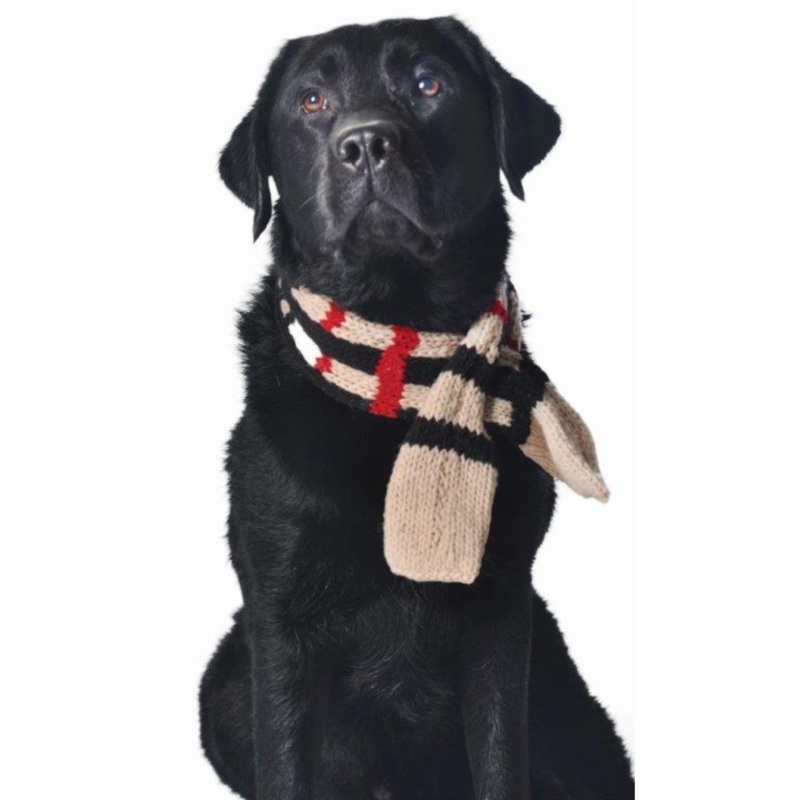 Wool Dog Scarf – Tan Plaid by Chilly Dog