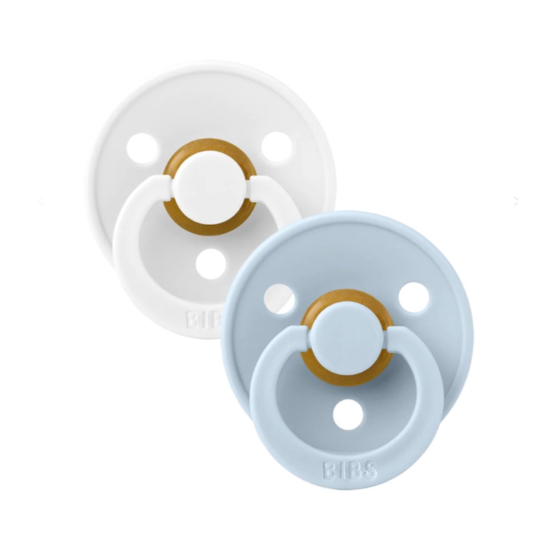 Bibs Original Pacifier 2 Pack – Baby Blue + White