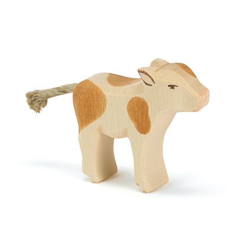 Calf Standing – Brown/White by Ostheimer Wooden Toys
