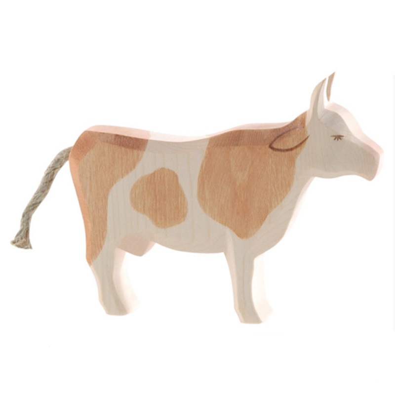 Cow Standing – Brown/White by Ostheimer Wooden Toys