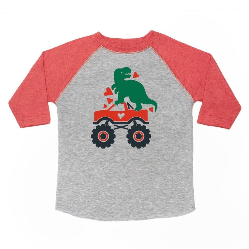 Dino Heart Crusher Tee – Grey/Red by Sweet Wink