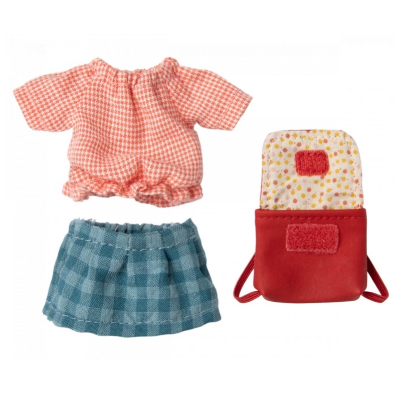 Clothes and Bag, Big Sister Mouse – Red by Maileg