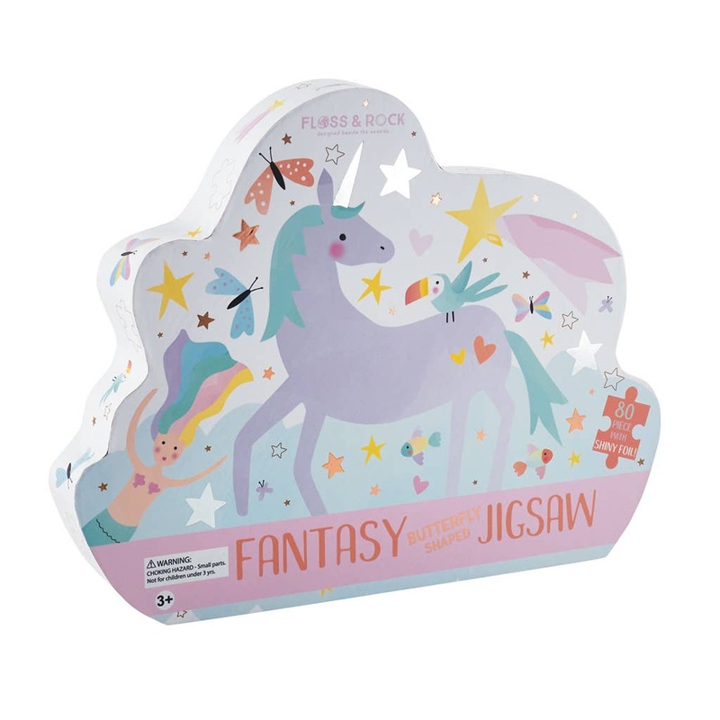 Fantasy Butterfly Shape Jigsaw Puzzle – 80 Pieces by Floss & Rock