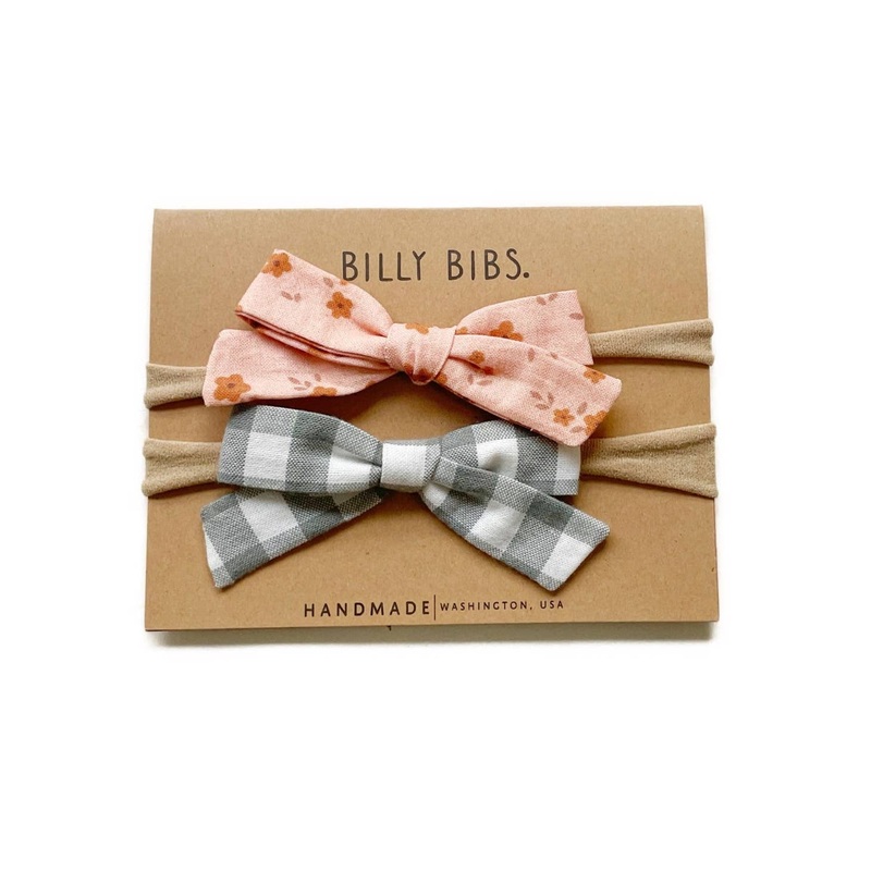Gingham Coral Headbands – Set of 2 by Billy Bibs