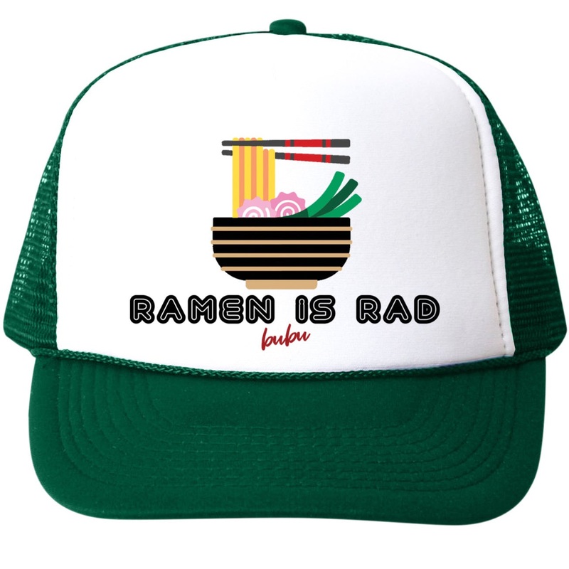 Ramen is Rad Trucker Hat – White/Green by Bubu