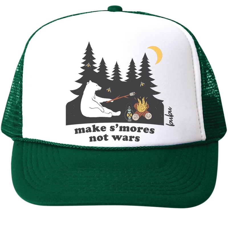 S’mores Not Wars Trucker Hat – White/Green by Bubu