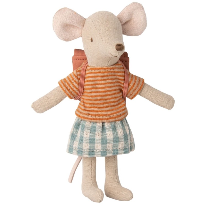 Tricycle Mouse, Big Sister with Bag – Old Rose by Maileg