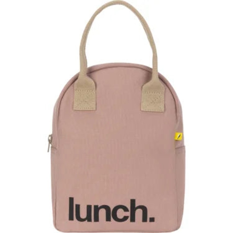Zipper Lunch Bag – ‘Lunch’ in Mauve/Pink by Fluf