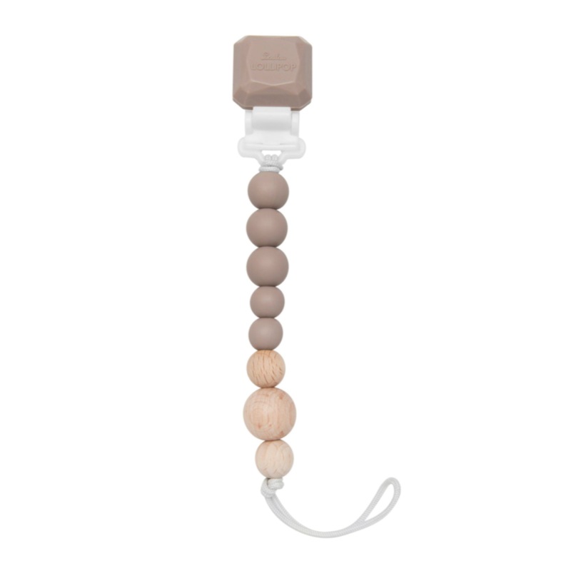 Color Pop Silicone + Wood Pacifier Clip – Mushroom by Loulou Lollipop