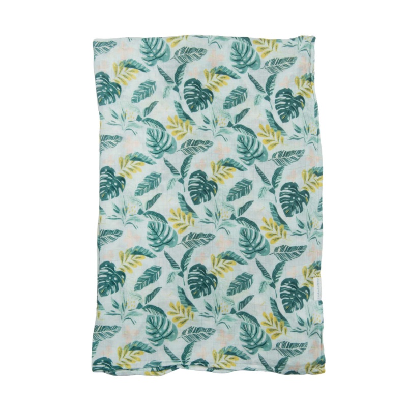 Luxe Muslin Swaddle – Jungle Leaves by Loulou Lollipop