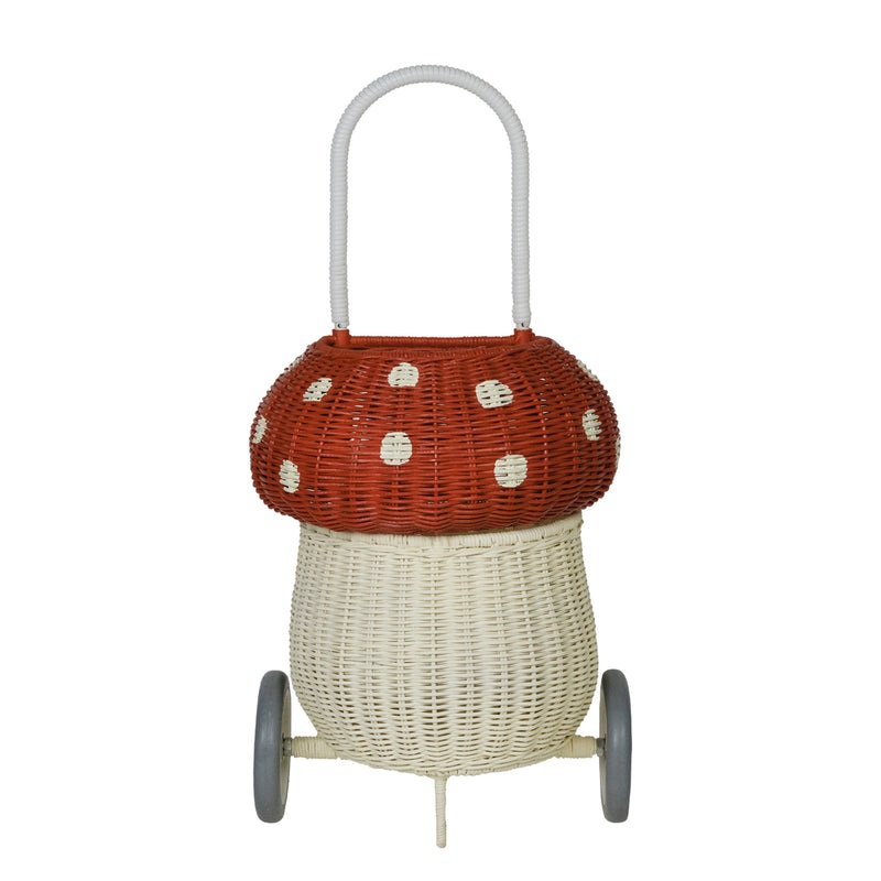 Rattan Mushroom Luggy – Red/White by Olli Ella