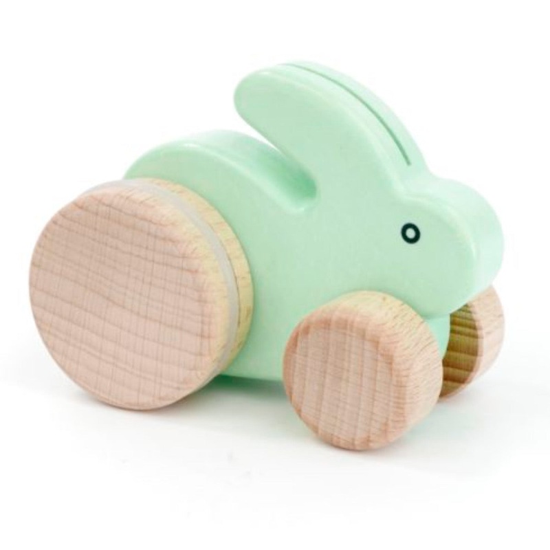 Small Hopping Rabbit Wooden Toy – Mint by Little Poland Gallery