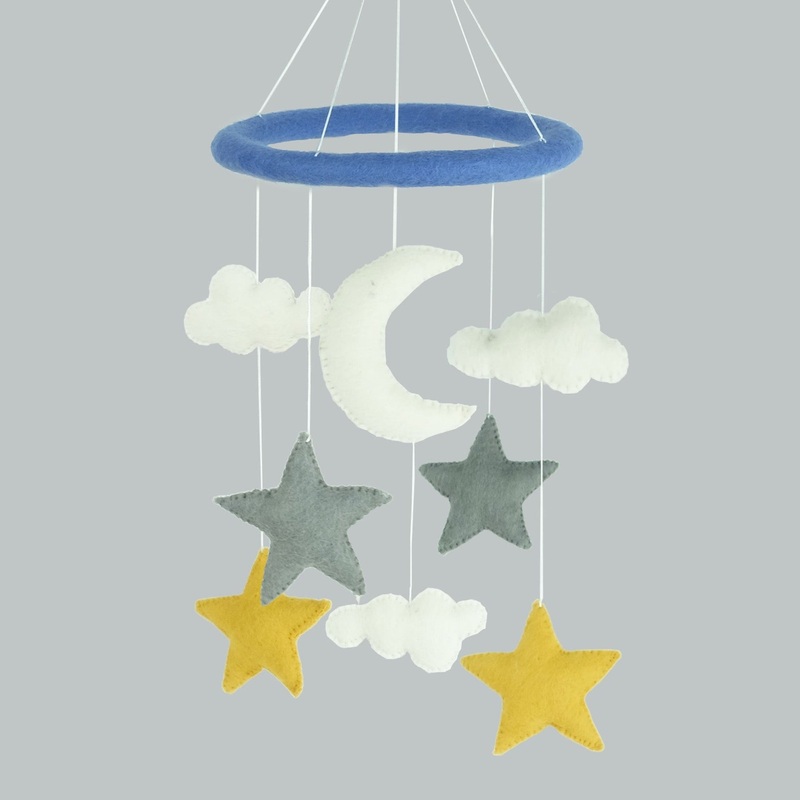 Wool Mobile – Stars and Moon by The Winding Road