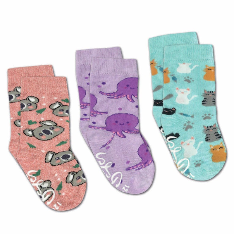 Cats, Koala and Octopus Kids Socks – 3 Pack by Good Luck Sock