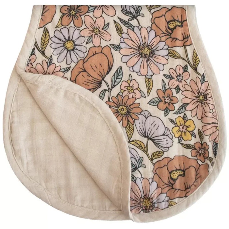 Organic Muslin Burp Cloth 2 Pack – Retro Flowers/Fog by Mushie & Co