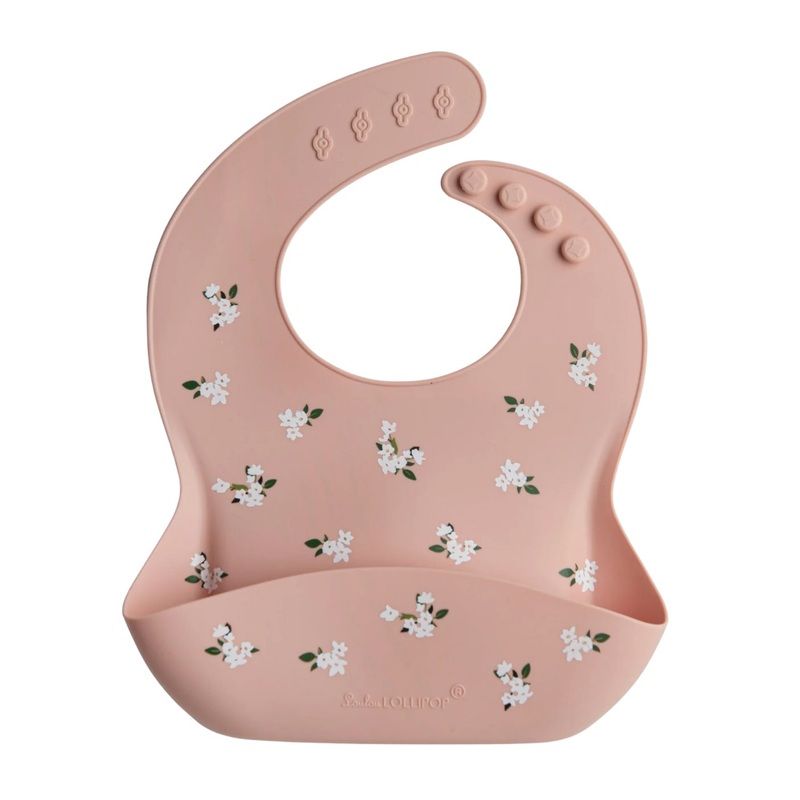 Silicone Bib – White Flower by Loulou Lollipop