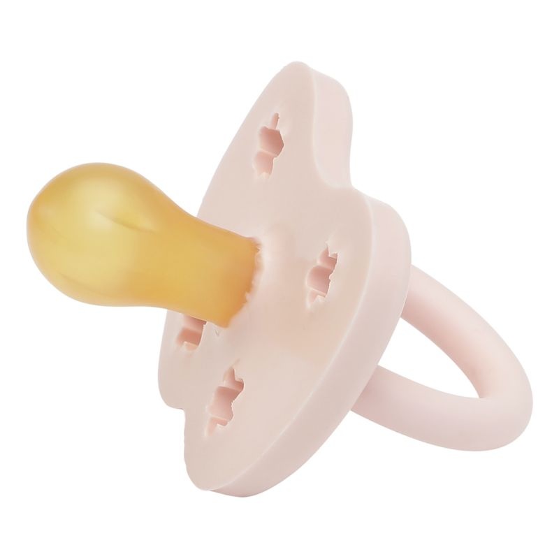 Flower Round Natural Rubber Pacifier – Powder Pink by Hevea