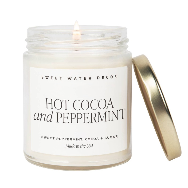 9oz Soy Candle – Hot Cocoa and Peppermint by Sweet Water Decor
