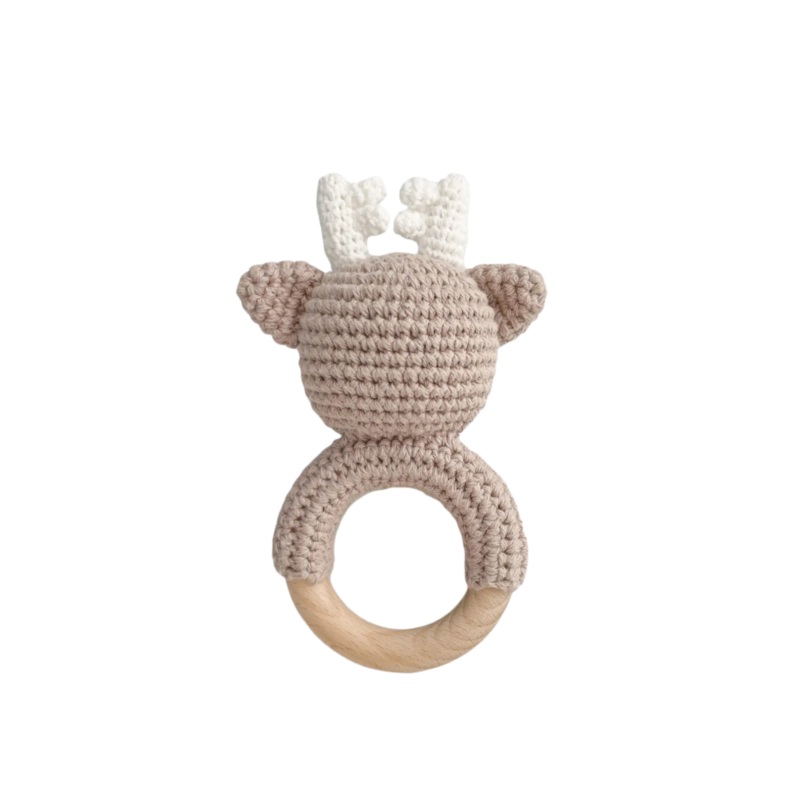 Cotton Crochet Rattle Teether – Deer by The Blueberry Hill